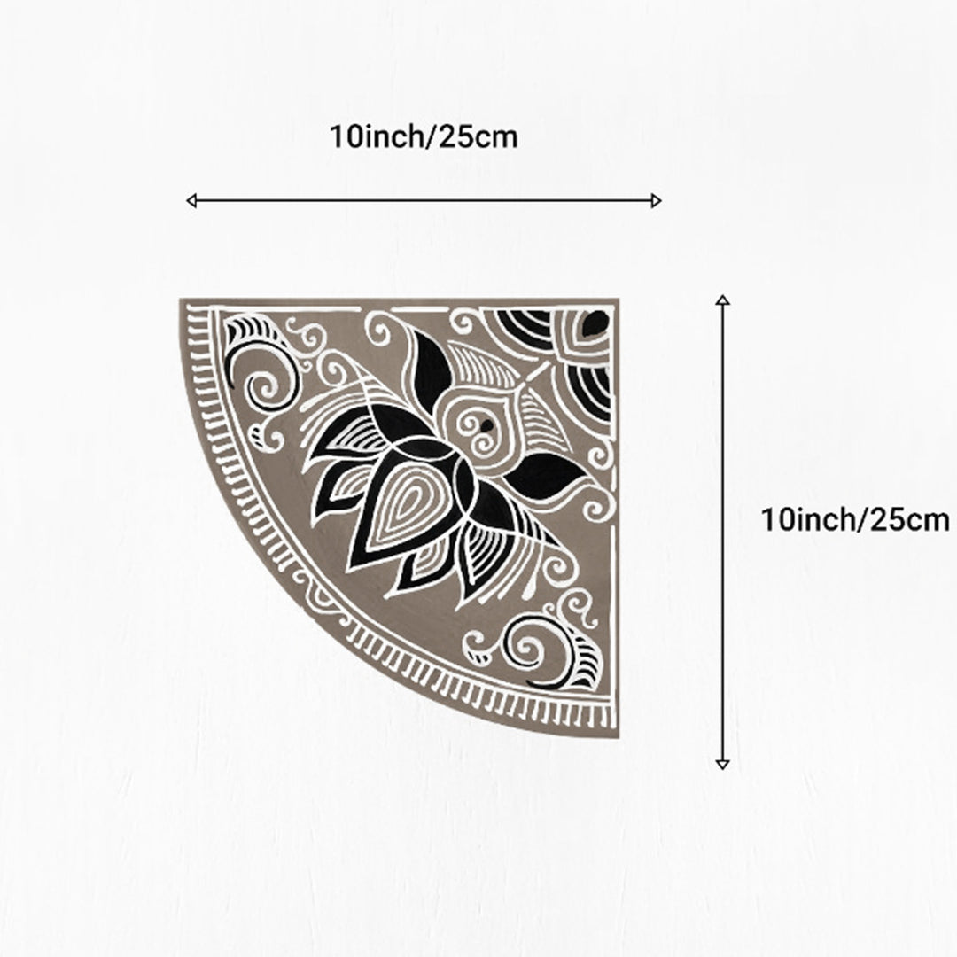2 pc | 10 Inch | Reusable Handmade Vyana Corner Fabric Rangoli Mat for Festive Entrance Decor