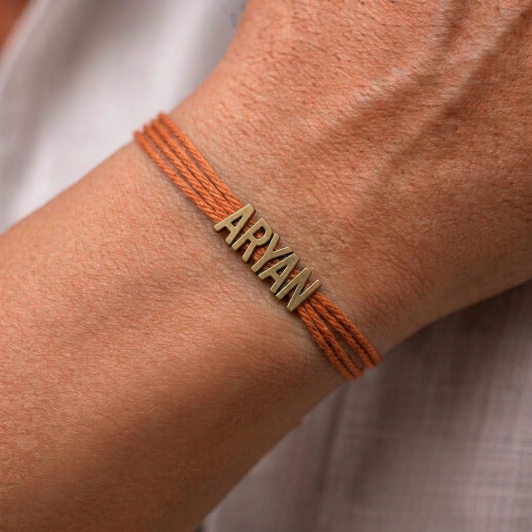 Personalized Handmade Minimalist Name Rakhi With Roli Chawal