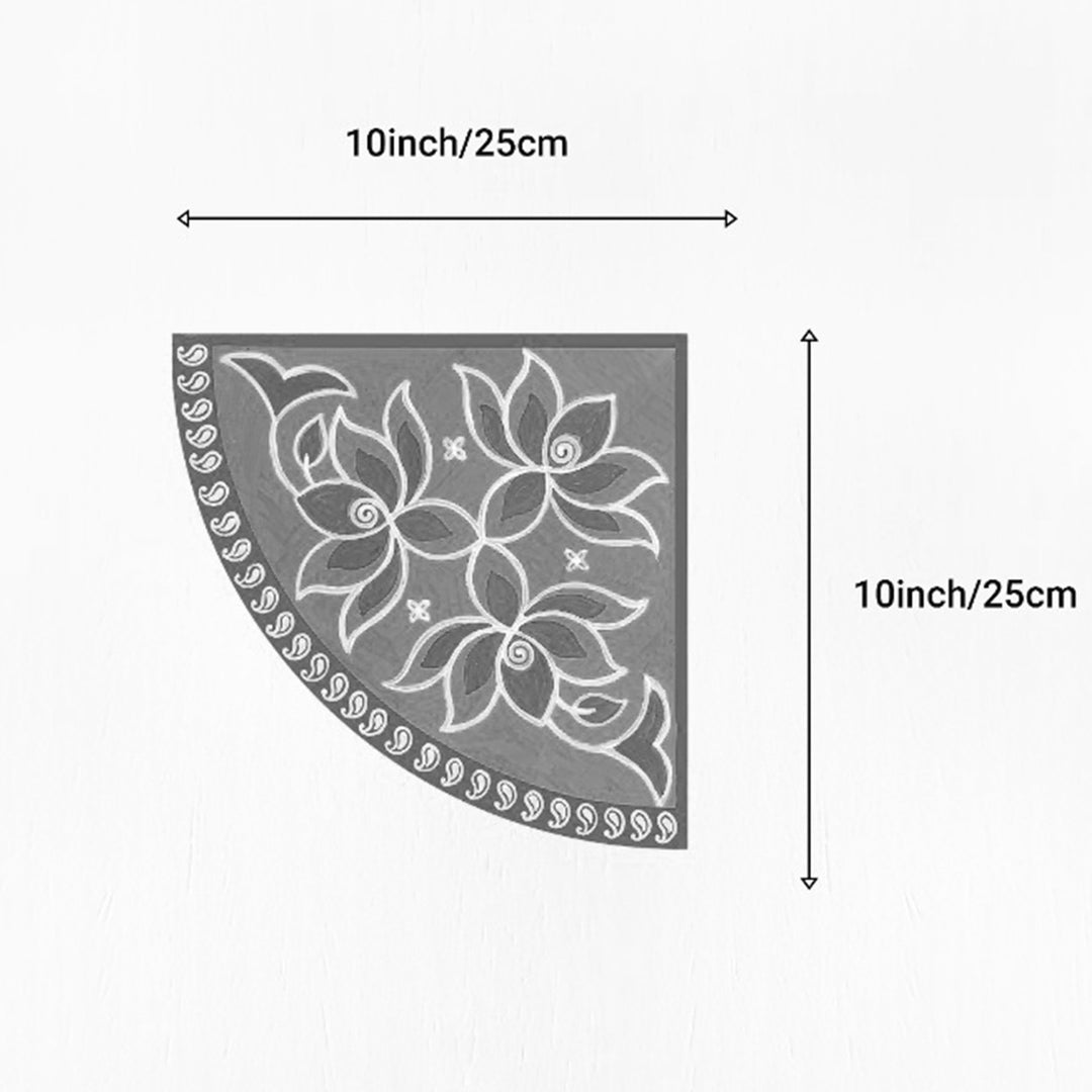 2 pc | 10 Inch | Reusable Handmade Mangalam Corner Fabric Rangoli Mat for Festive Entrance Decor