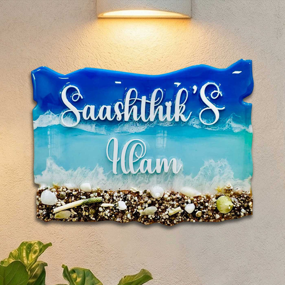 Personalized Light Ocean Theme Resin Name Plate