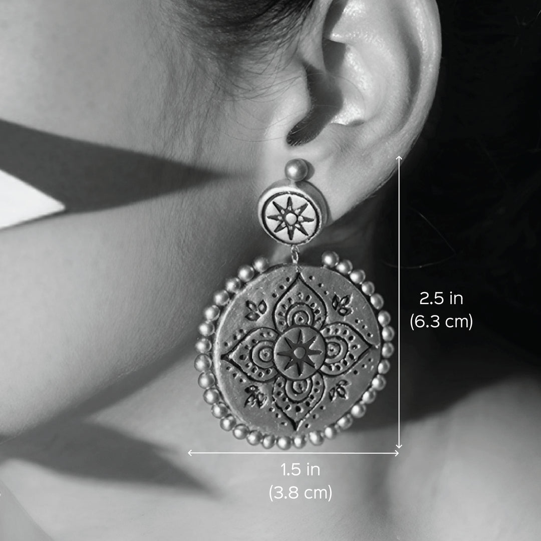 Handmade Golden Halo Chandbali Terracotta Earrings