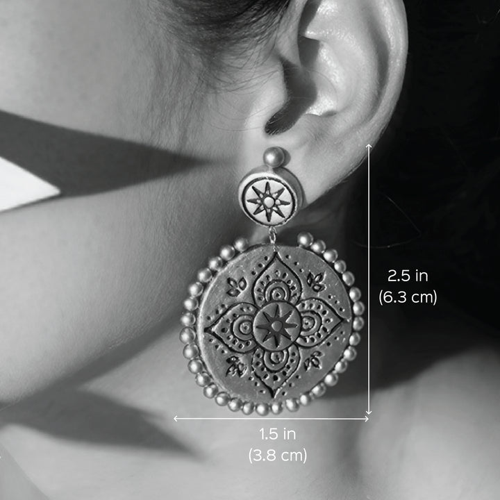 Handmade Golden Halo Chandbali Terracotta Earrings