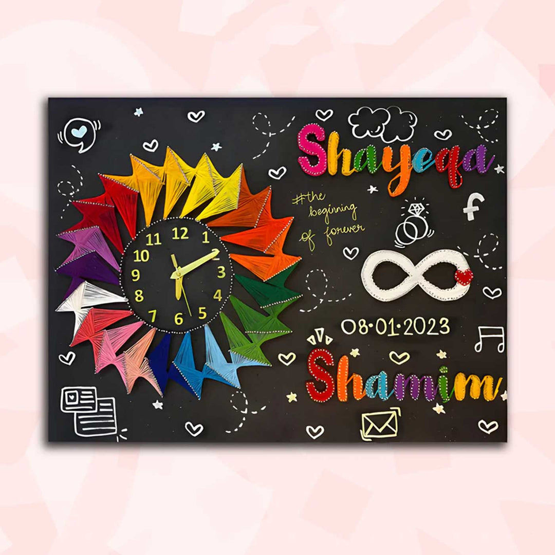 Personalized String Art Timeless Clock Wooden Name Plate