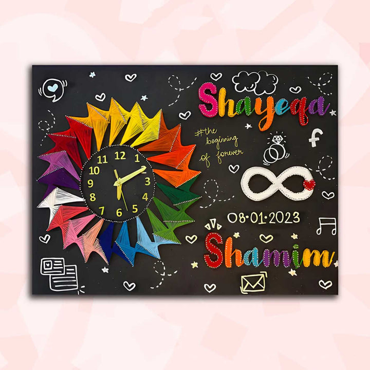 Personalized String Art Timeless Clock Wooden Name Plate