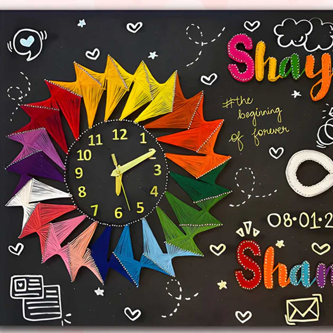 Personalized String Art Timeless Clock Wooden Name Plate