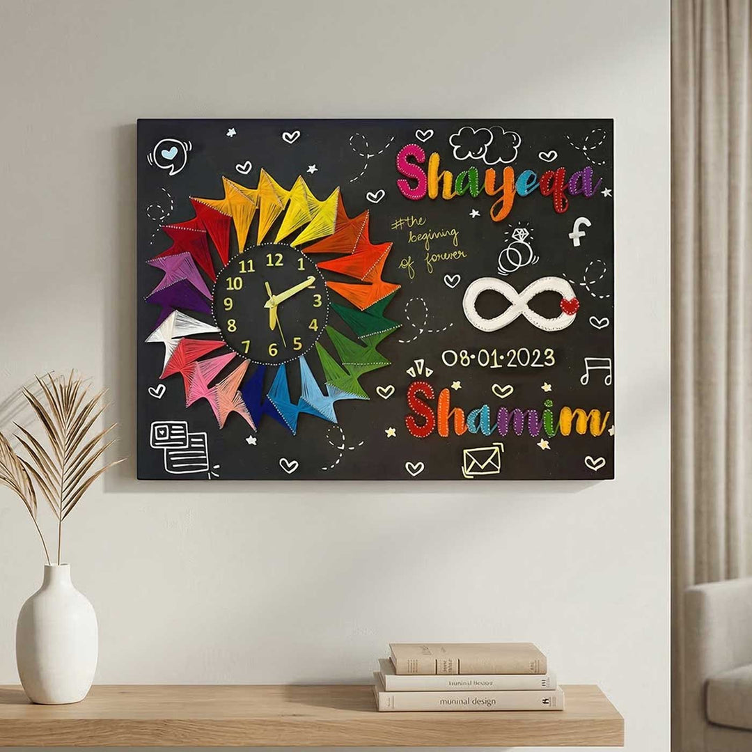 Personalized String Art Timeless Clock Wooden Name Plate
