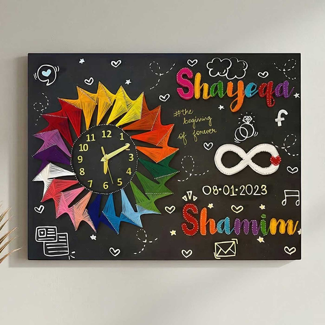 Personalized String Art Timeless Clock Wooden Name Plate