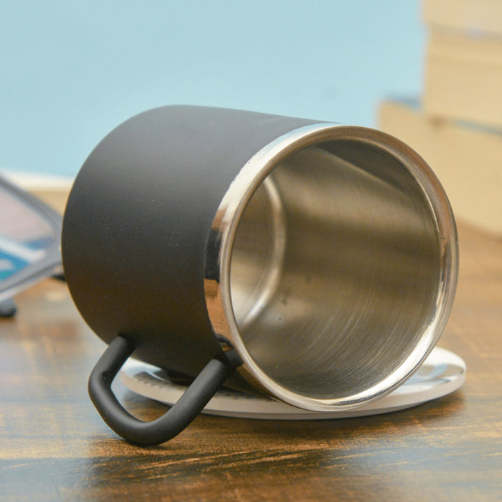 Personalized Engraved Matte Black Stainless Steel Mug | 250 ml