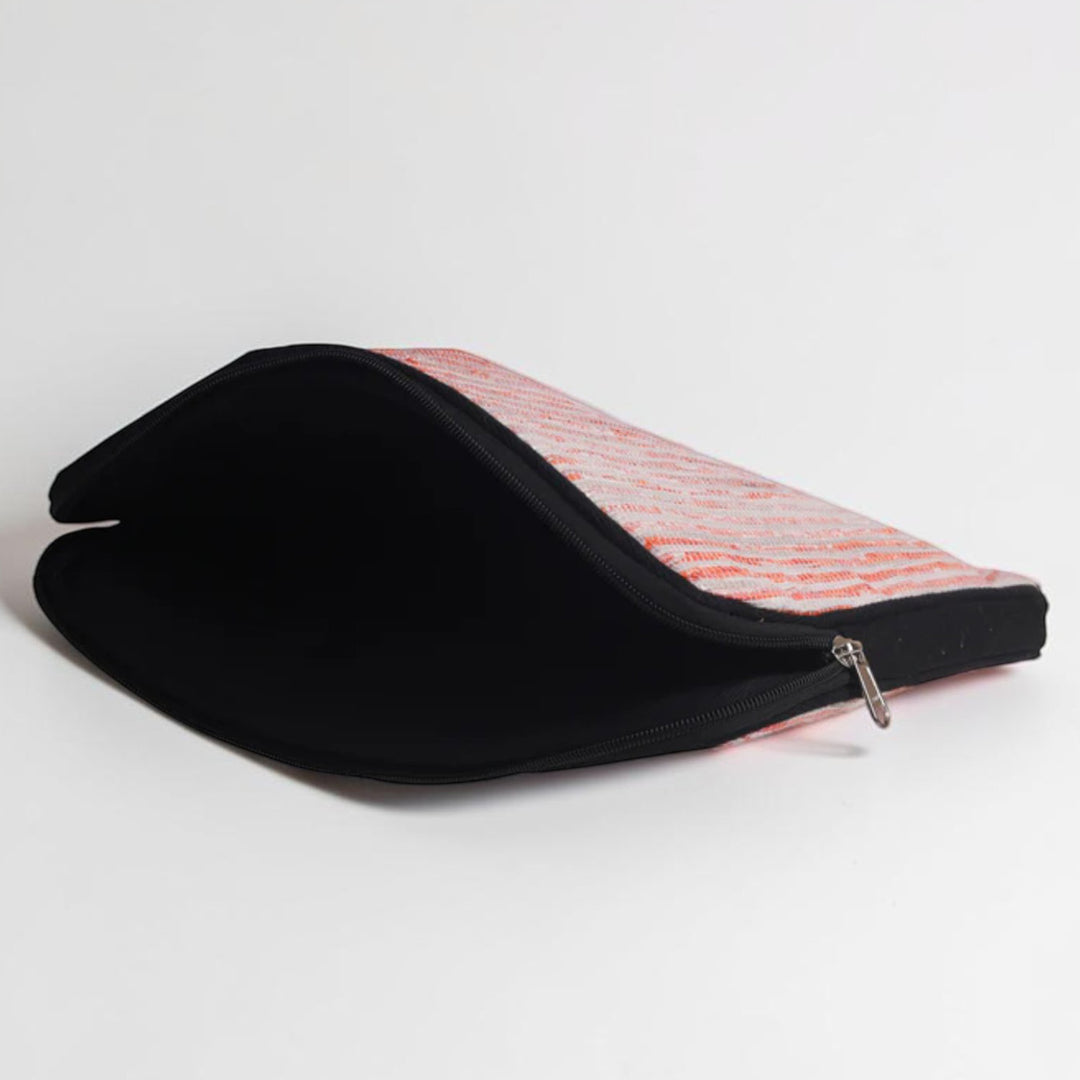 Handcrafted Orange and White Striped Upcycled Plastic 14" Laptop Sleeve