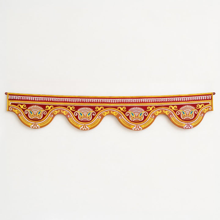 Handcrafted Chaitri Alpona-Inspired Fabric & Felt Door Toran with Metal Hoops