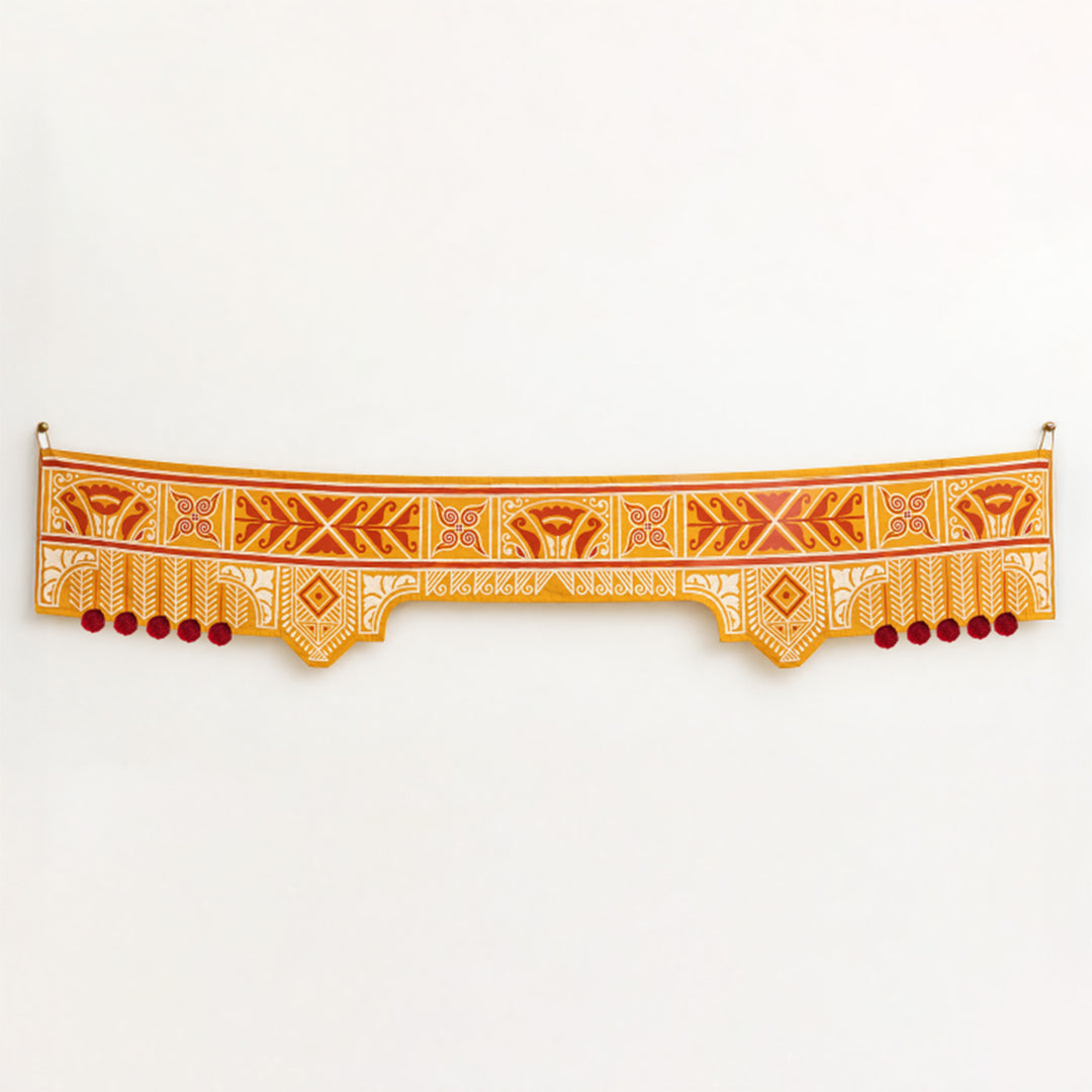 Handcrafted Mangalam Kolam-Inspired Fabric & Felt Door Toran With Metal Hoops