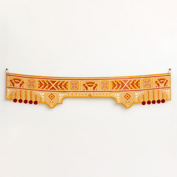 Handcrafted Mangalam Kolam-Inspired Fabric & Felt Door Toran With Metal Hoops