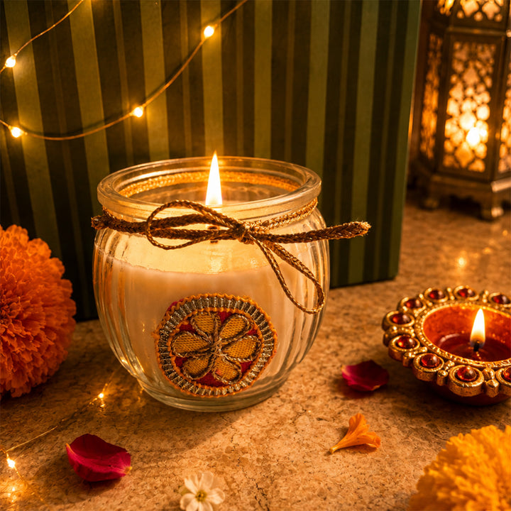 Emerald Nazar Luxe Evil Eye Diwali Gift Hamper With Seashell Platter And Matka Soy Wax Candle For Festive Gifting