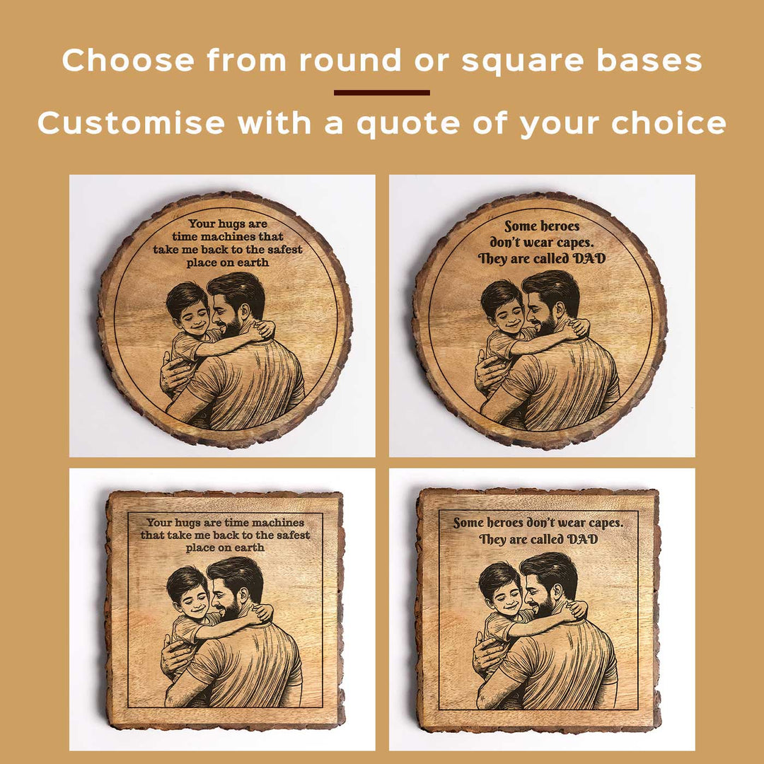 Personalized Hand Carved Engraved Dad And Son Theme Wooden Decorative Plaque