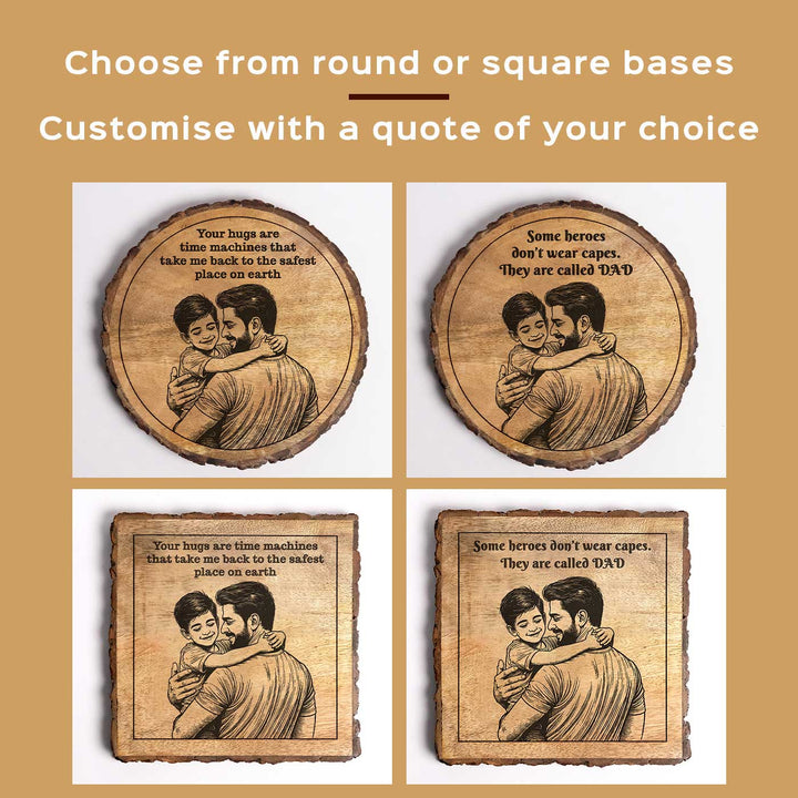 Personalized Hand Carved Engraved Dad And Son Theme Wooden Decorative Plaque