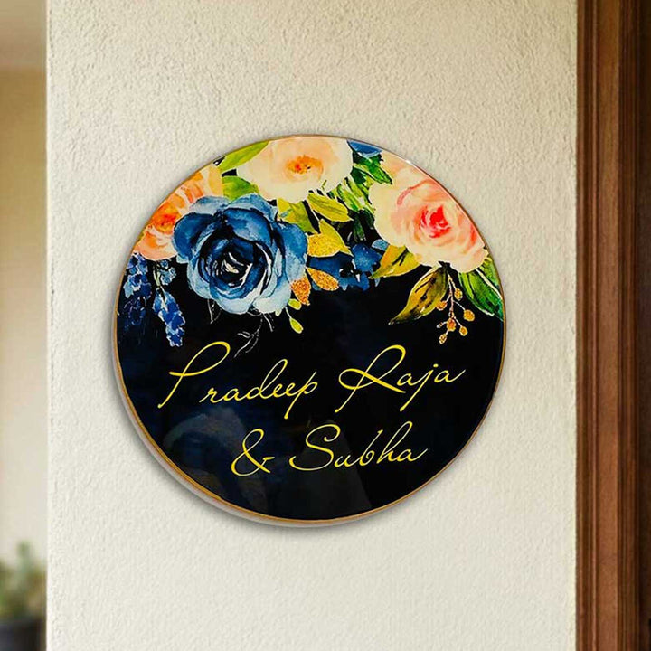 Personalized Round Floral Theme Resin Name Plate