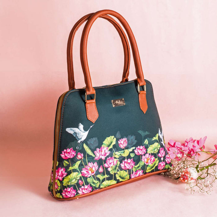 Lotus Field Vegan Leather Handbag