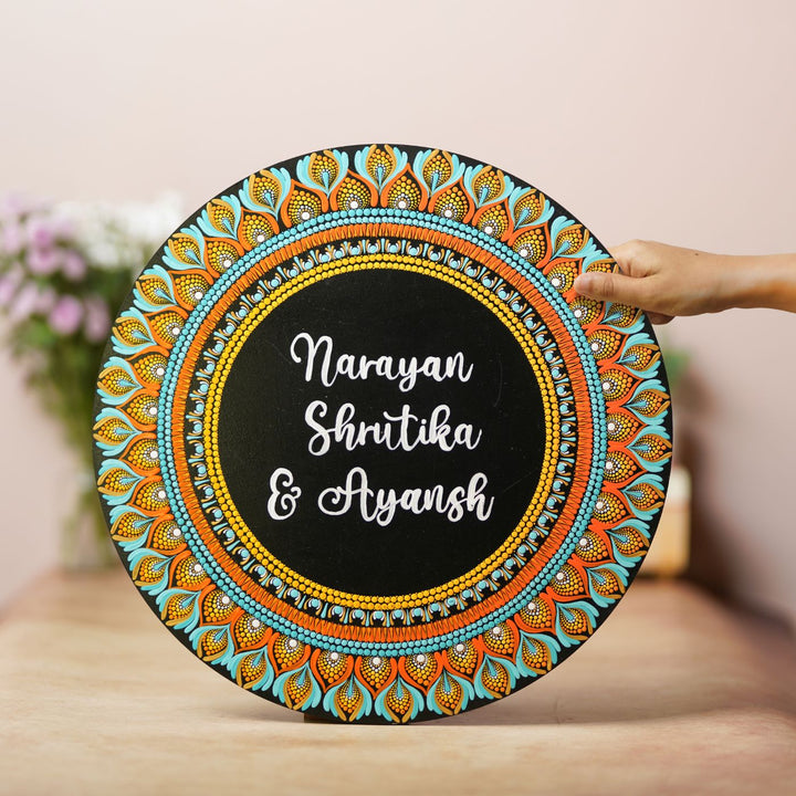 Handcrafted Circular Dot Art Name Plate