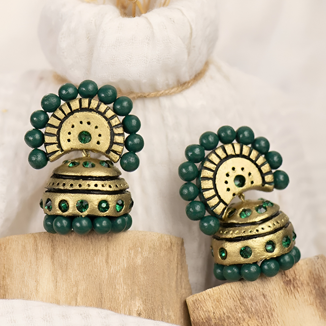 Handmade Antique Pearl Terracotta Earrings