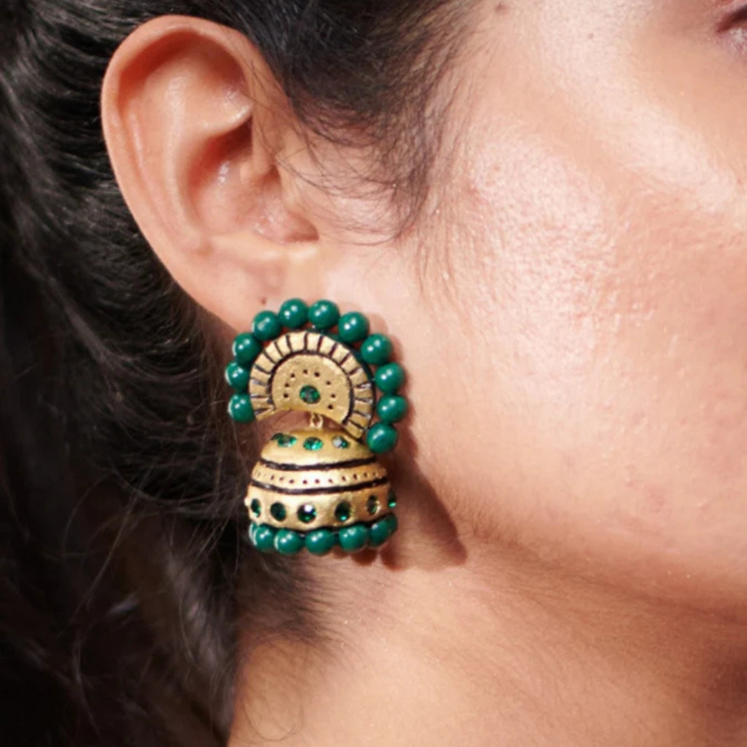 Handmade Antique Pearl Terracotta Earrings