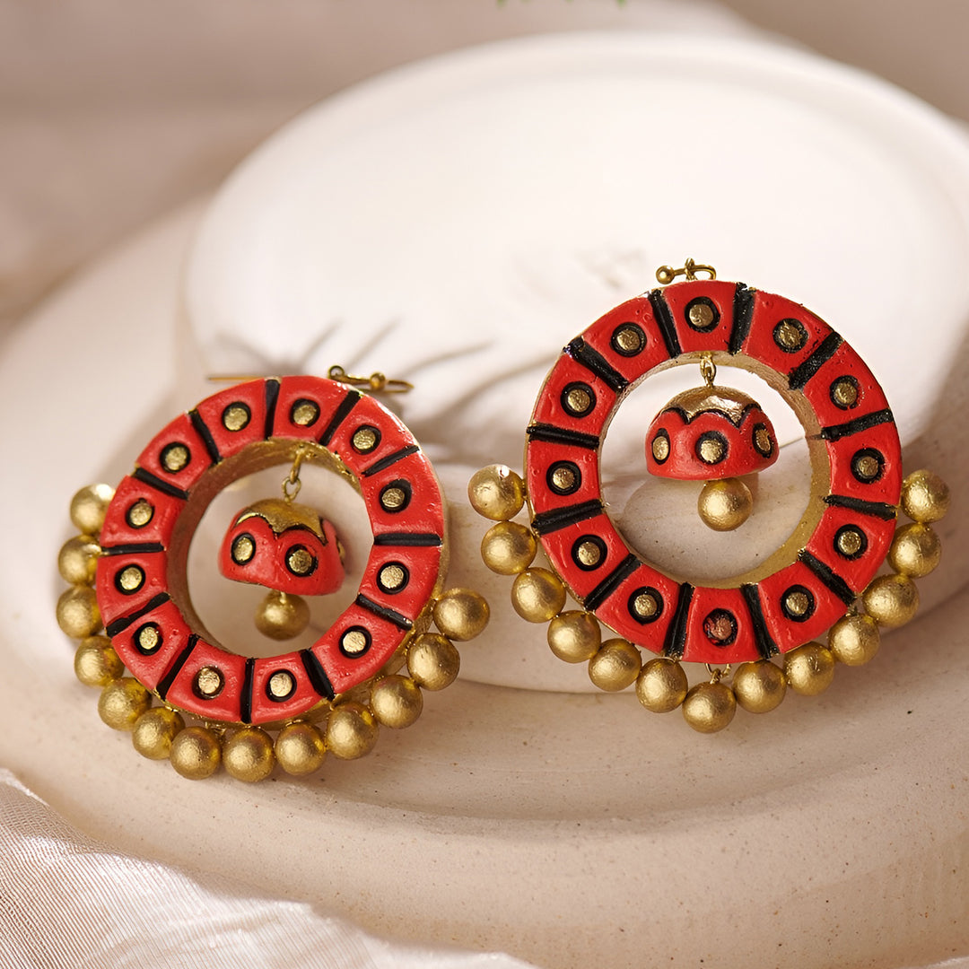 Handmade Earthy Halo Terracotta Earrings