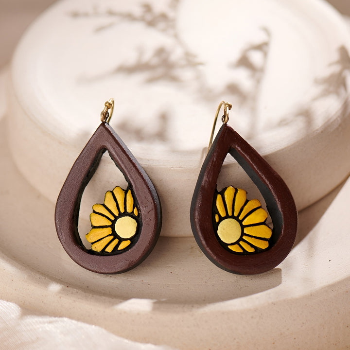 Handmade Floral Charm Terracotta Earrings