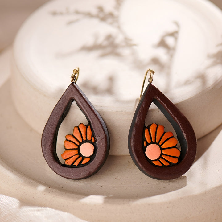 Handmade Floral Charm Terracotta Earrings