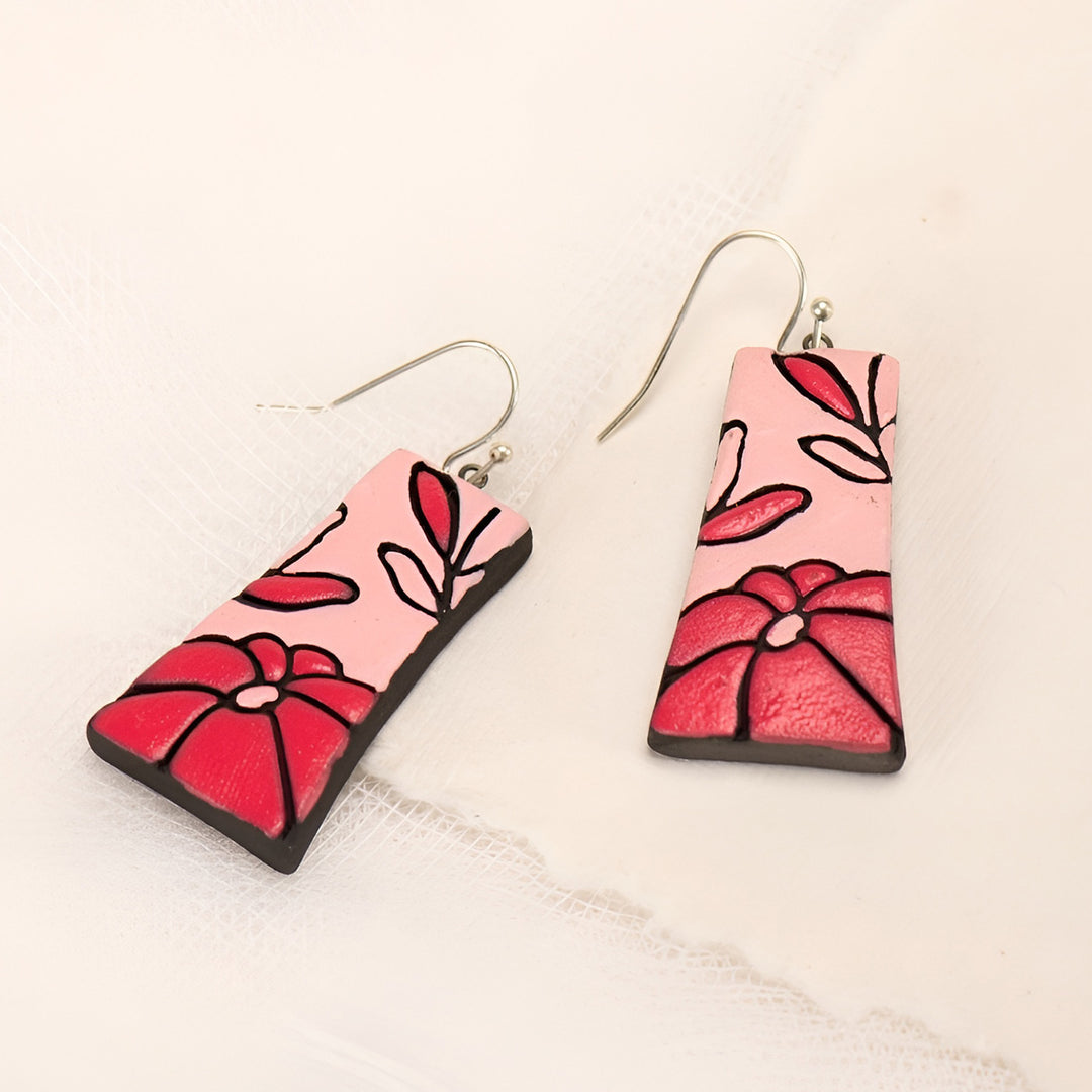 Handmade Pastel Petal Terracotta Earrings