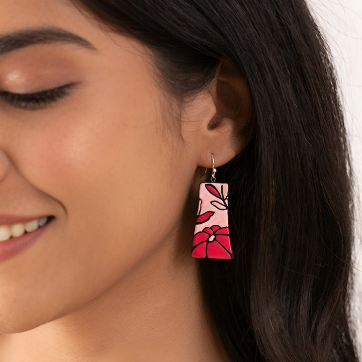Handmade Pastel Petal Terracotta Earrings