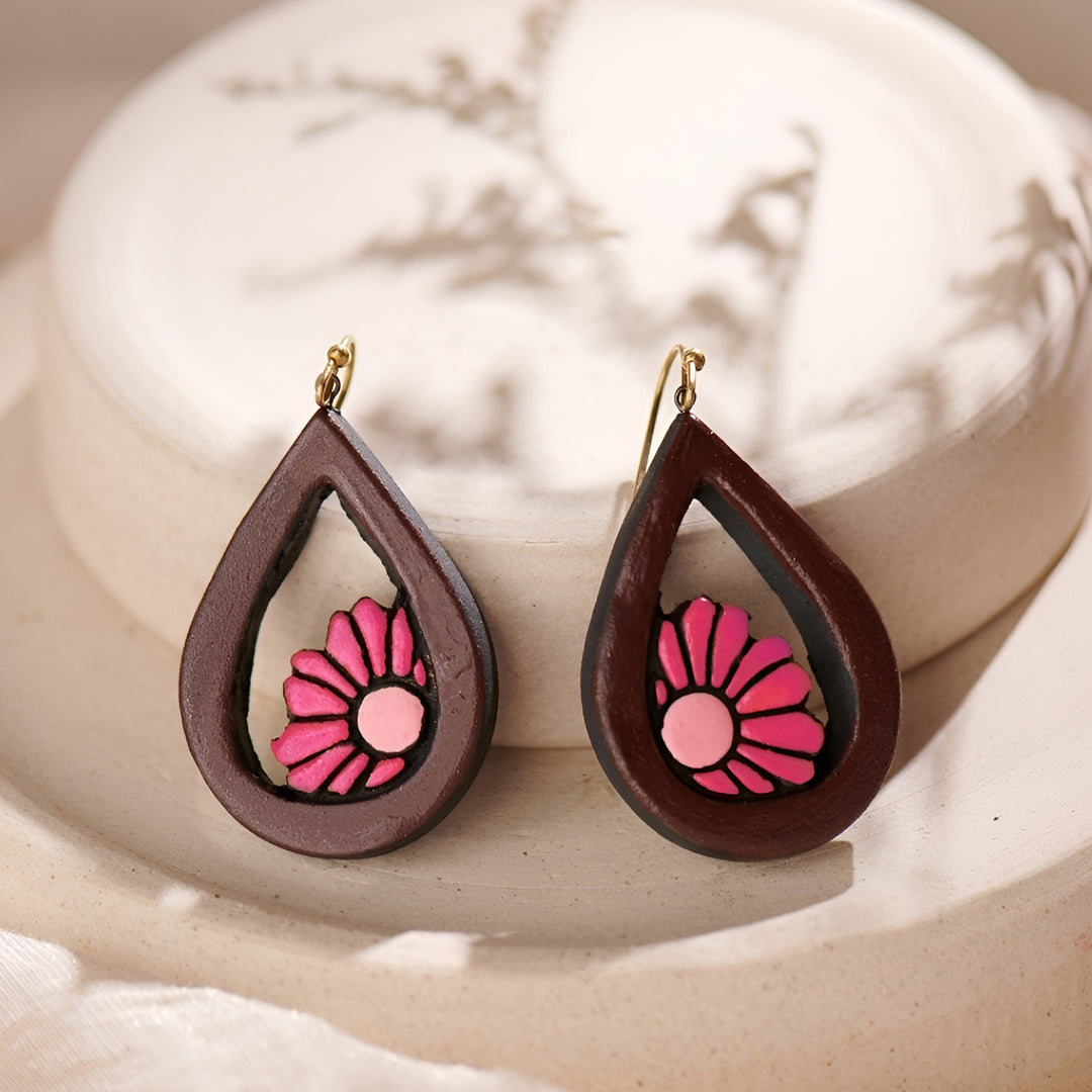 Handmade Floral Charm Terracotta Earrings