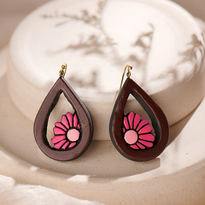 Handmade Floral Charm Terracotta Earrings
