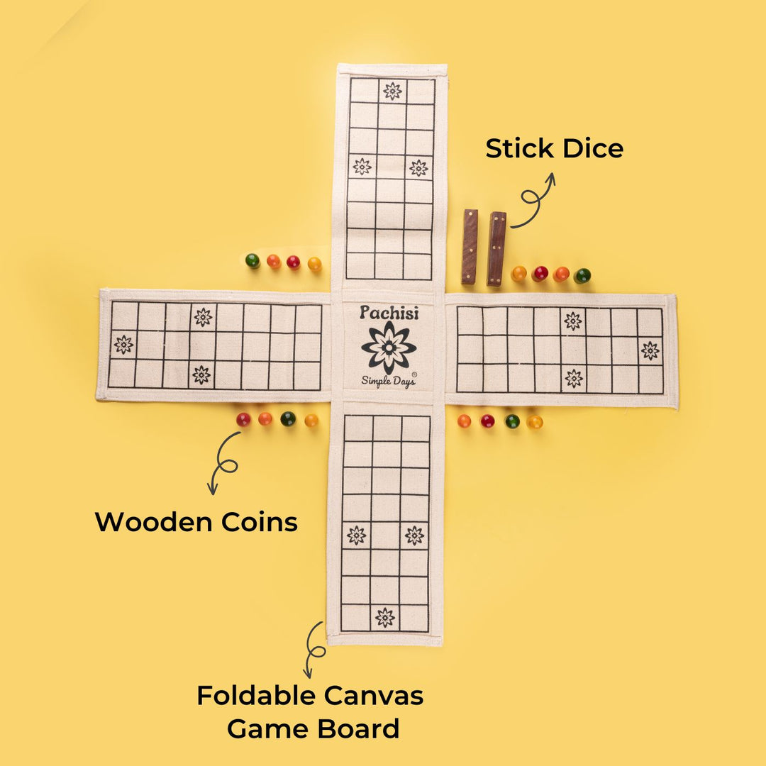 Fun Traditional Board Game Set - Pachisi / Chaupad / Ludo - Zwende