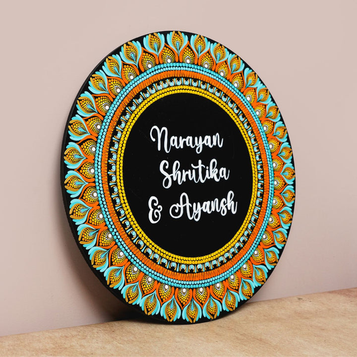 Handcrafted Circular Dot Art Name Plate