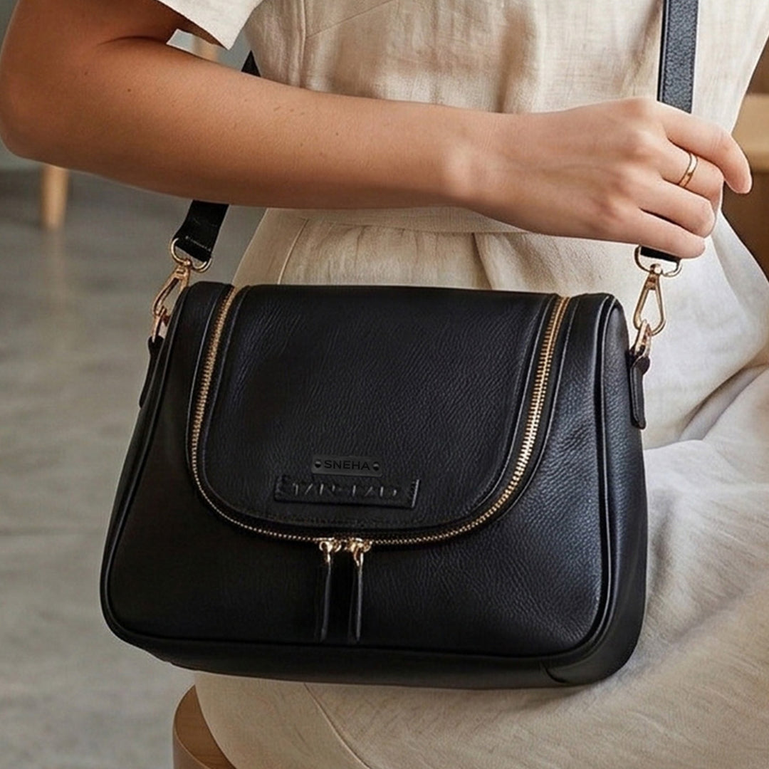 Personalized Black Millie Leather Sling Bag