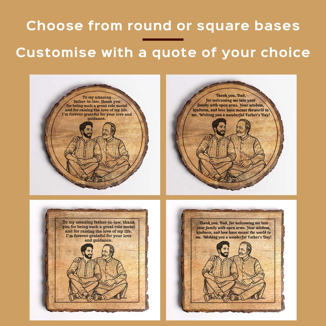 Personalized Hand Carved Engraved Dad And Son Theme Wooden Decorative Plaque
