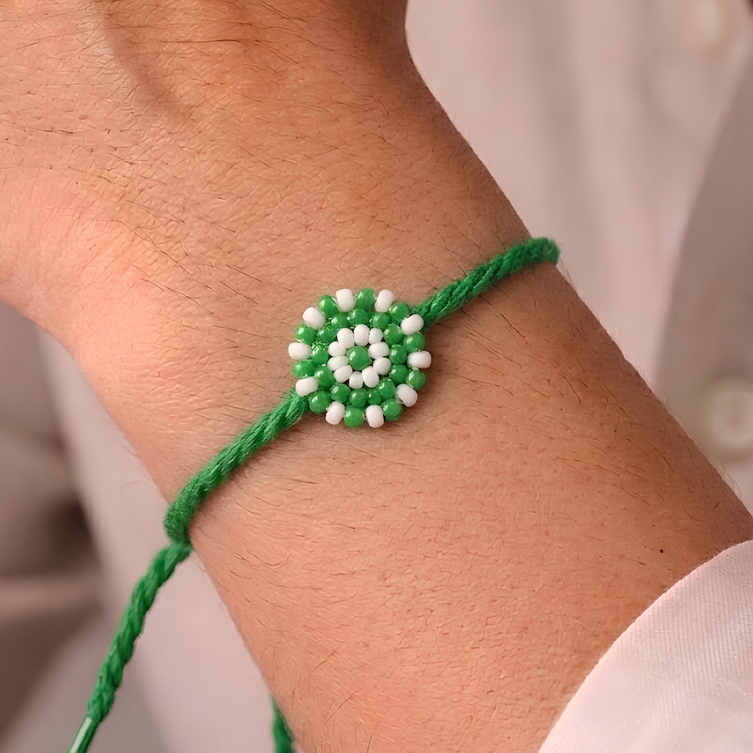 Hand Beaded Chaand Rakhi With Roli Chawal For Brother