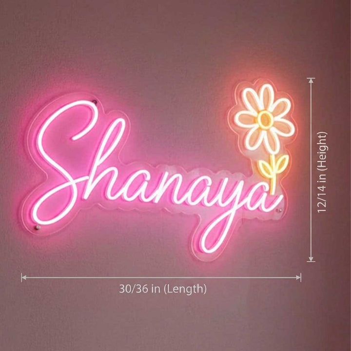 Personalized Name Neon Light Sign Board With Customisable Motif For Room Decor