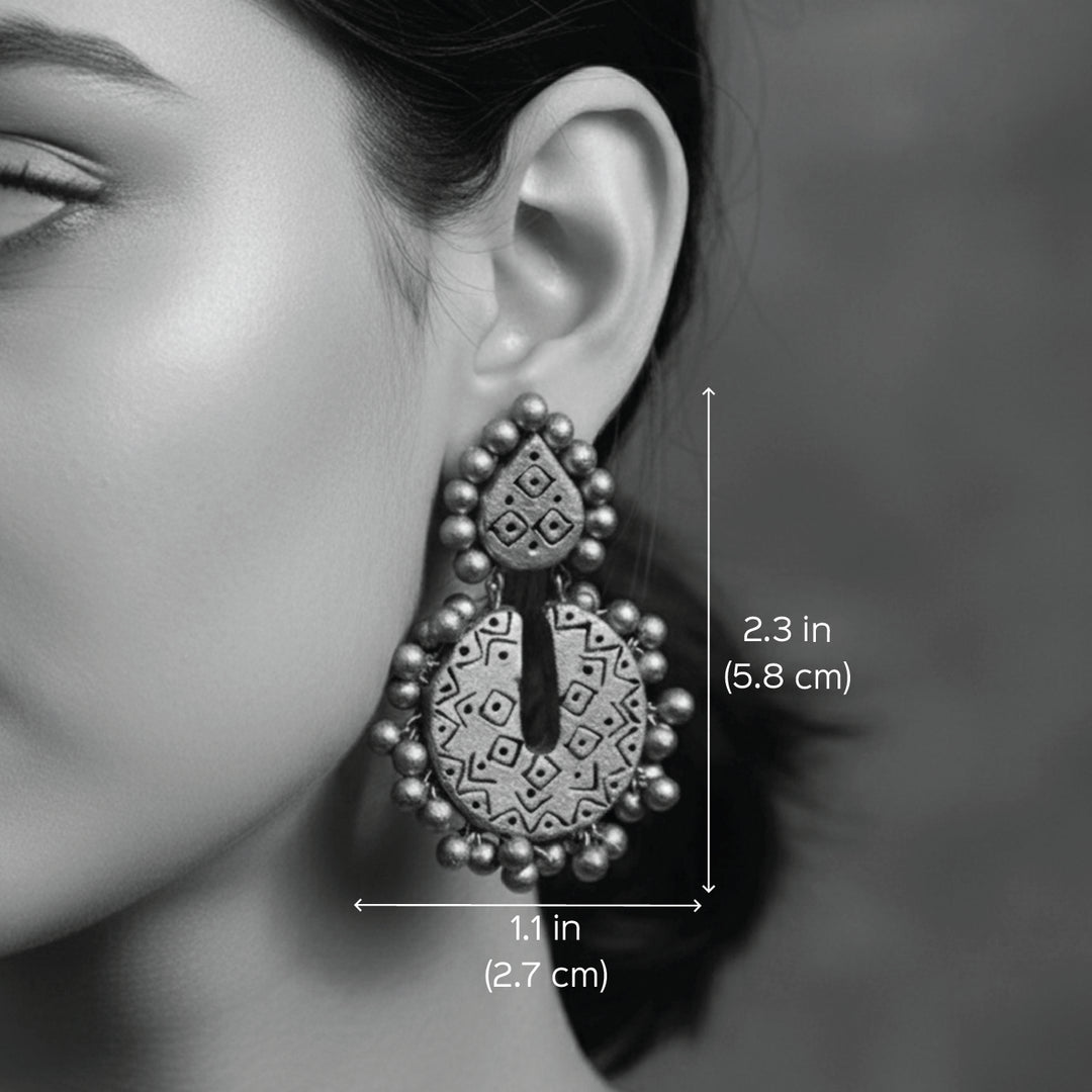 Handmade Rustic Gold Chandbali Terracotta Earrings