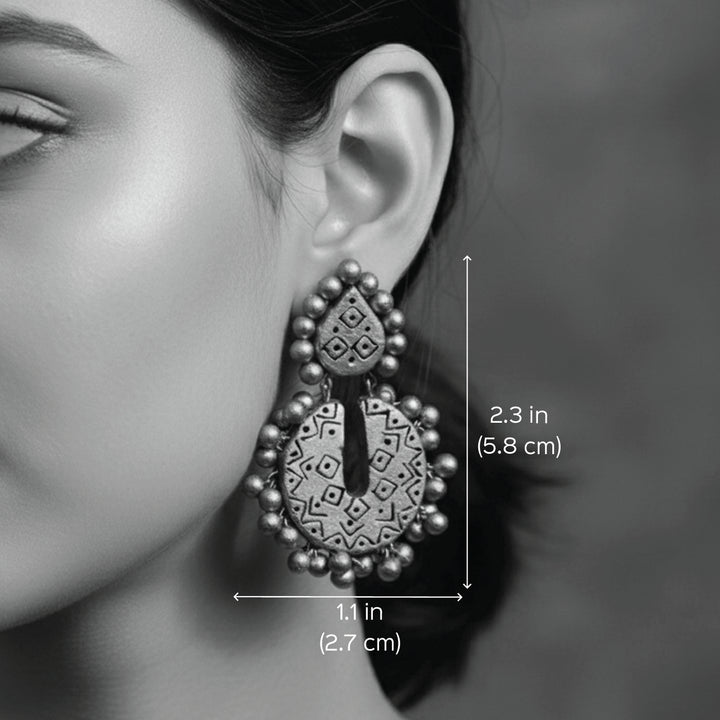 Handmade Rustic Gold Chandbali Terracotta Earrings