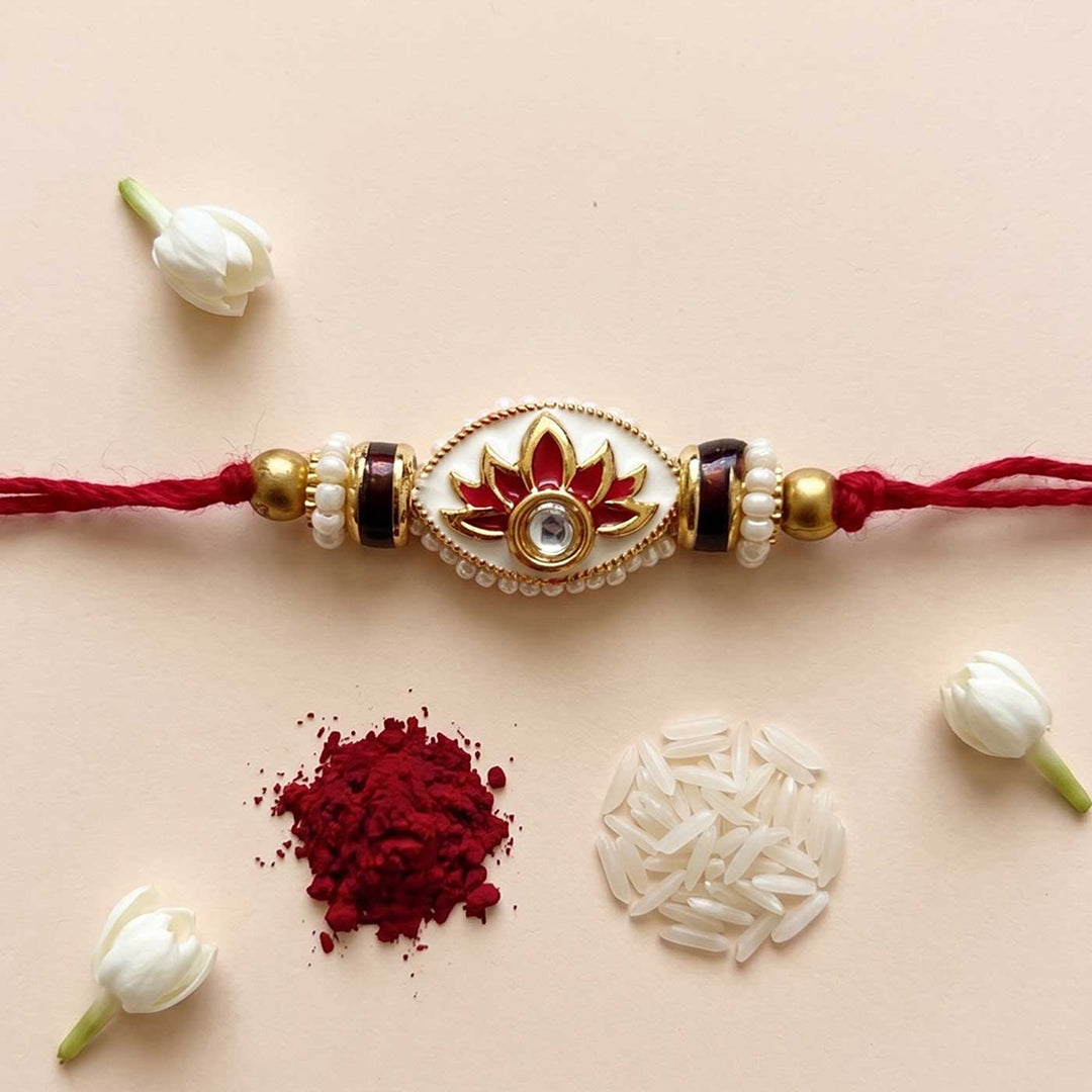Handcrafted Meenakari "Neerja" Rakhi With Roli Chawal for Brother