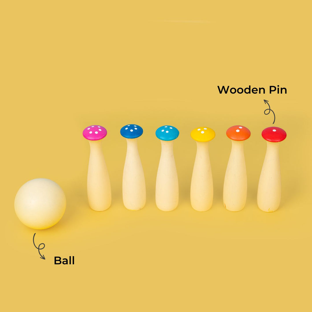 Handmade Wooden Bowling Game Toy Set