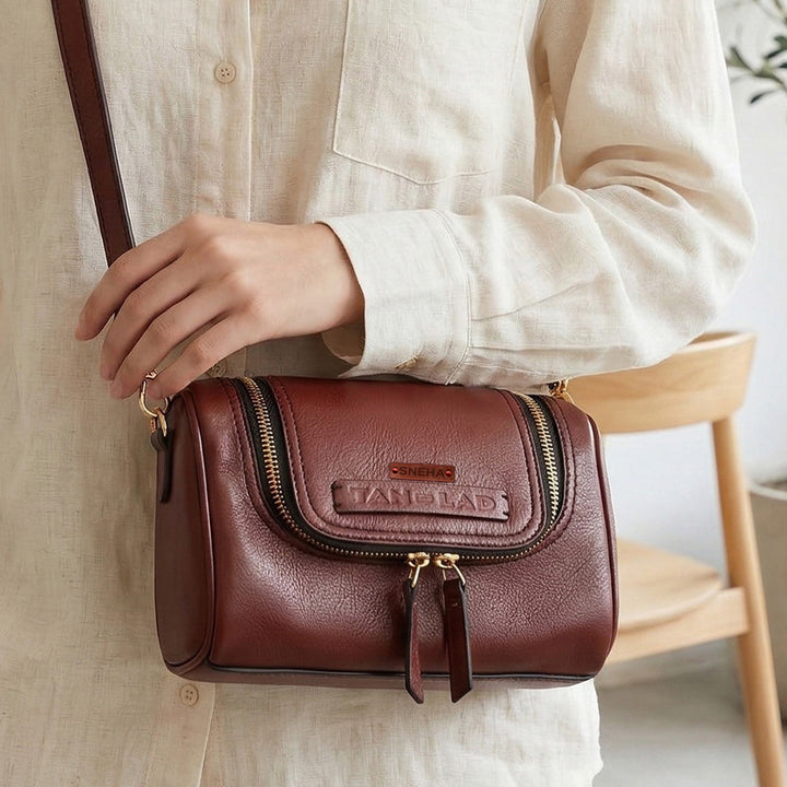 Personalized Maroon Lillie Leather Sling Bag