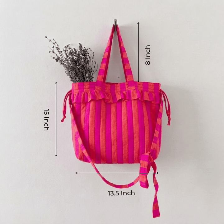 "Penelope" Large Tote Bag With Adjustable Tie-up Straps For Women | Checks