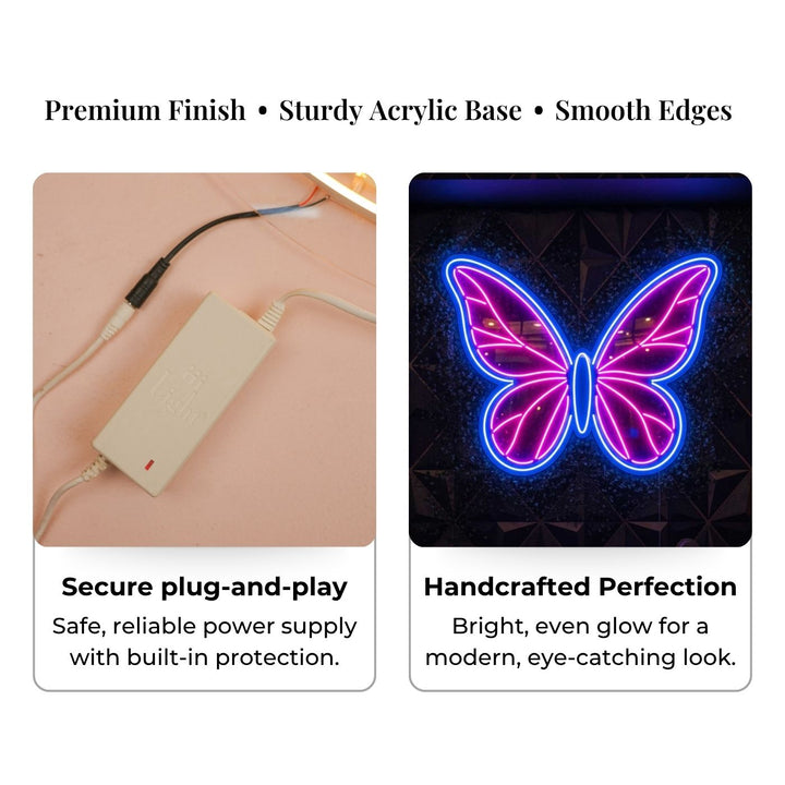 Handmade "Butterfly Neon Light Sign Board" For Restaurant Photo Booth Decor
