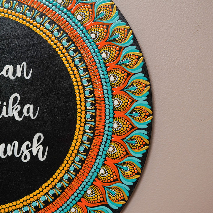 Handcrafted Circular Dot Art Name Plate