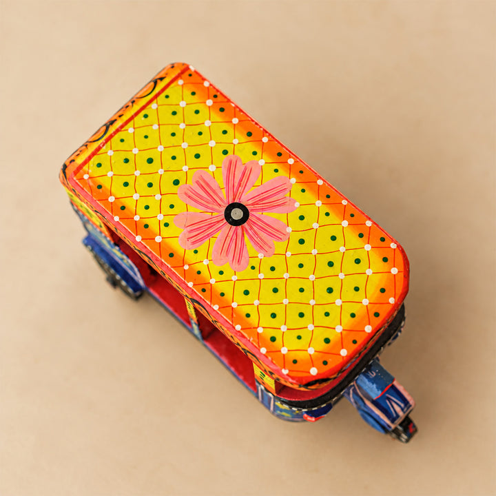 Handmade Red & Blue Auto Wooden Golu Toy For Festive Decor