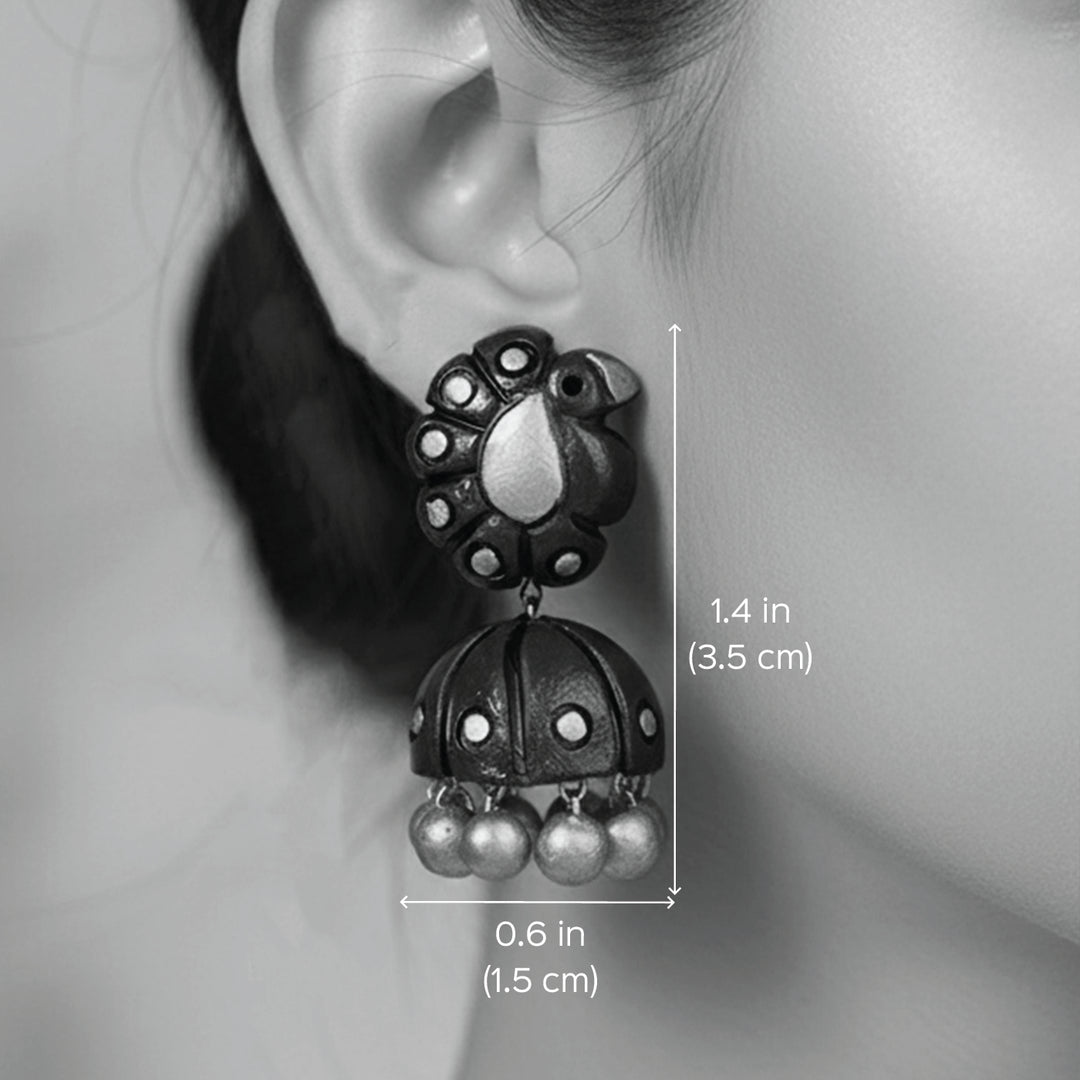 Handmade Peacock Terracotta Earrings