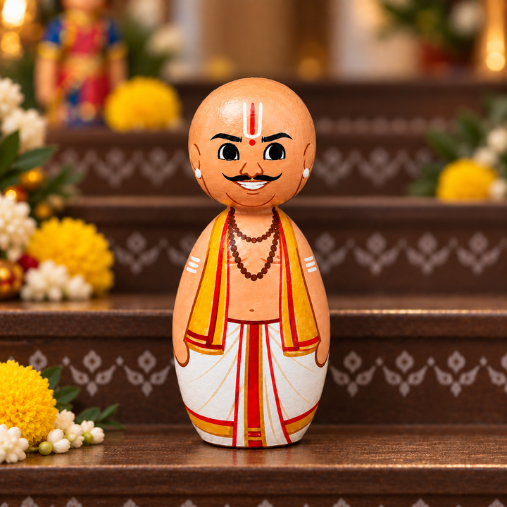 "Priest" Themed Wooden Doll For Golu/Festive Decor