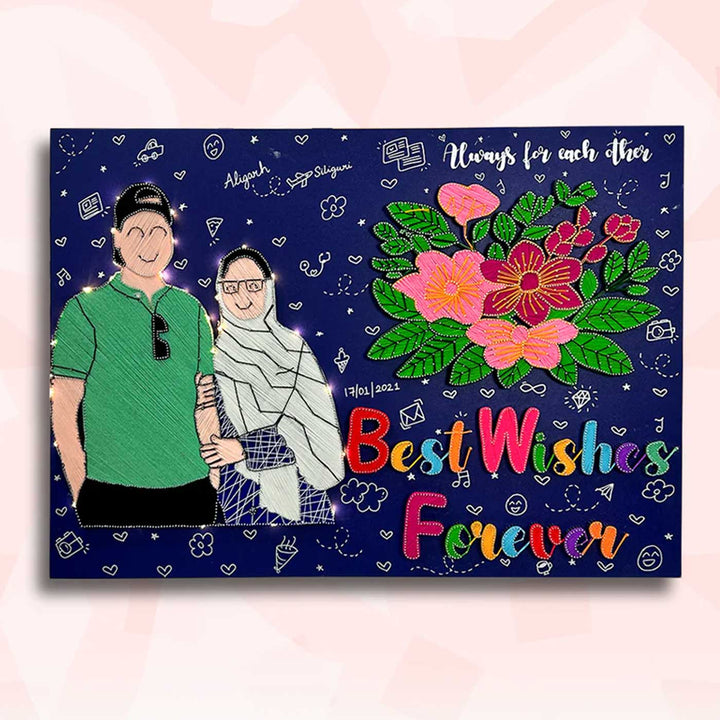 Photo Personalized String Art Couple Portrait Wooden Name Plate