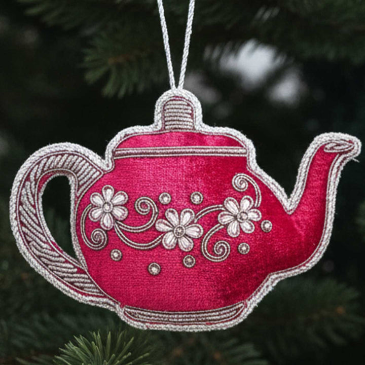 2 Pc | Red Tea Set Cotton Premium Zardozi Ornament